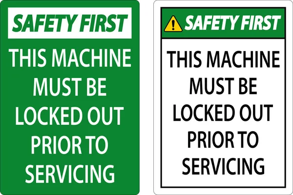 Güvenlik Önce Makinenin Servis Tabelasından Önce Kilitlenmesi Gerekiyor — Stok Vektör