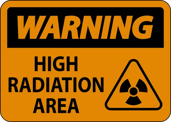 Warning High Radiation Area Sign White Background — Stockvektor