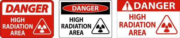 Επικίνδυνη Περιοχή Υψηλής Ακτινοβολίας Εγγραφείτε Λευκό Φόντο — Διανυσματικό Αρχείο