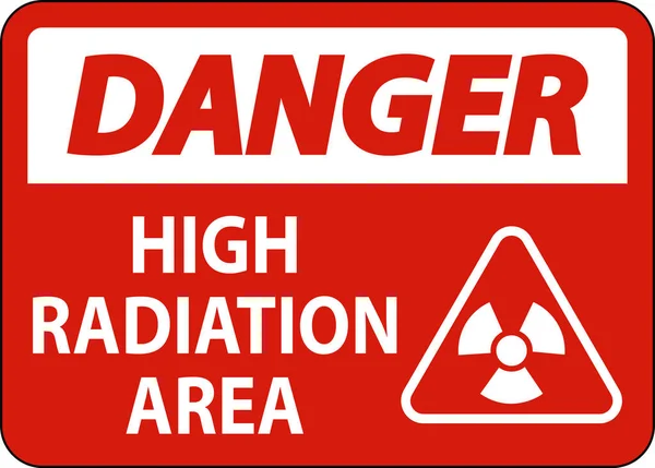 Danger High Radiation Area Sign White Background — Stockvektor