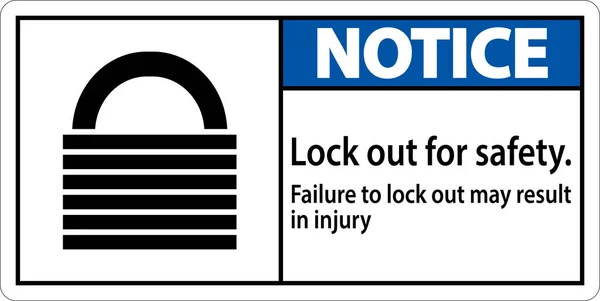 安全のために鍵をかける 怪我の兆候でロックアウトに失敗する可能性があります — ストックベクタ