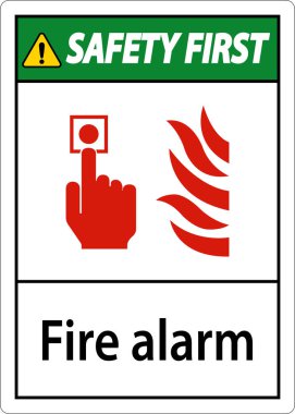 Beyaz Arkaplanda Güvenlik Birinci Yangın Alarmı İşareti