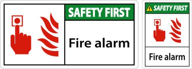 Beyaz Arkaplanda Güvenlik Birinci Yangın Alarmı İşareti
