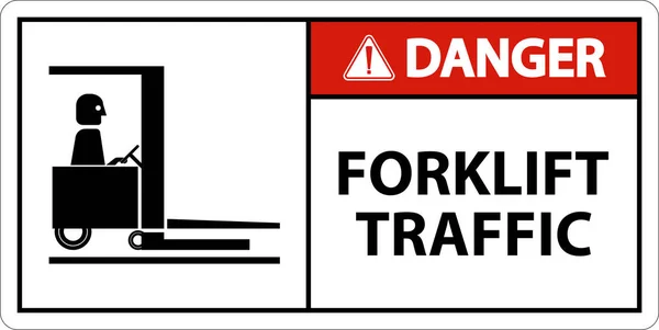 Fara Gaffeltruck Traffic Floor Sign White Bakgrund — Stock vektor