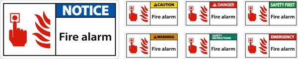 Panneau Alarme Incendie Urgence Sur Fond Blanc — Image vectorielle