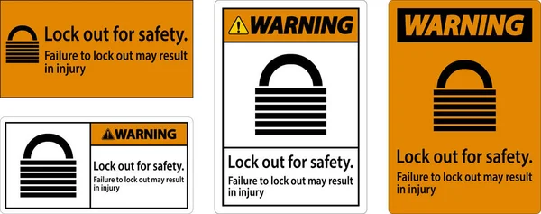 警告锁在外面以保证安全 未能锁住可能导致伤害标志 — 图库矢量图片