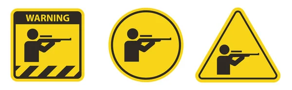 Shooting Range Diamond Caution Sign Rifle Range Symbol — Image vectorielle