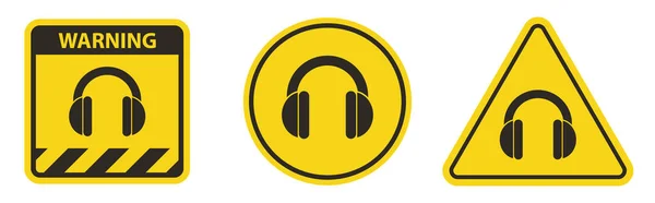 Hearing Protection Required Sign White Background — 스톡 벡터