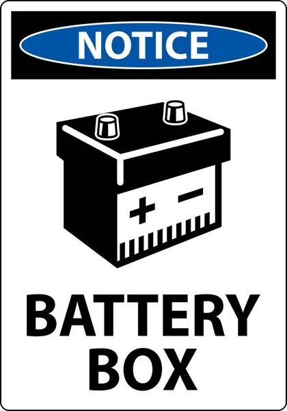 Notice Battery Box Icon Sign White Background — Stock Vector
