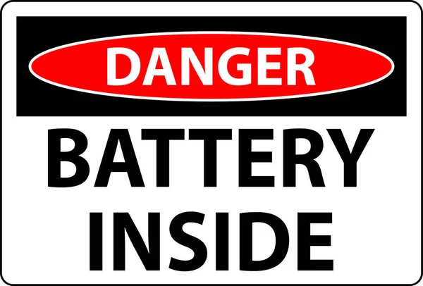 Danger Signe Batterie Intérieur Sur Fond Blanc — Image vectorielle