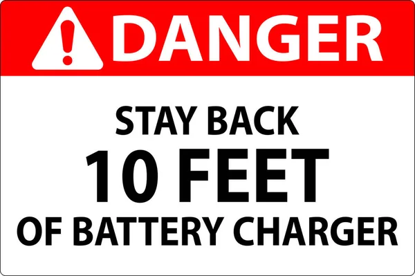 Sinal Perigo Fique Para Trás Pés Carregador Bateria — Vetor de Stock