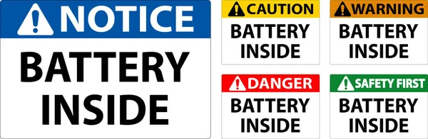 Caution Sign Battery White Background — Stock Vector