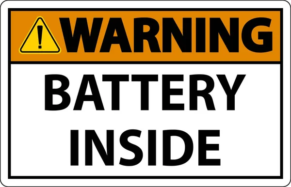 Avertissement Signe Batterie Intérieur Sur Fond Blanc — Image vectorielle