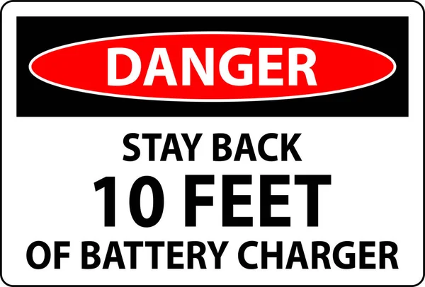 Nebezpečný Znak Zůstaňte Vzadu Stop Nabíječky Baterií — Stockový vektor