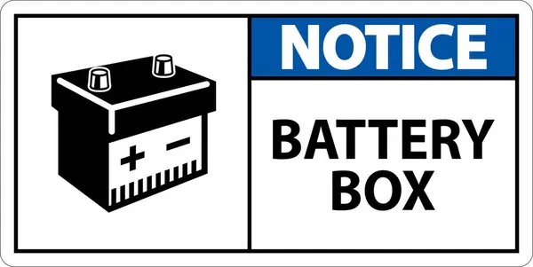 Notice Battery Box Icon Sign White Background — Stock Vector