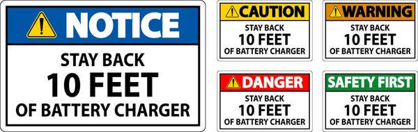 Varovné Znamení Zůstaňte Stop Nabíječky Baterií — Stockový vektor