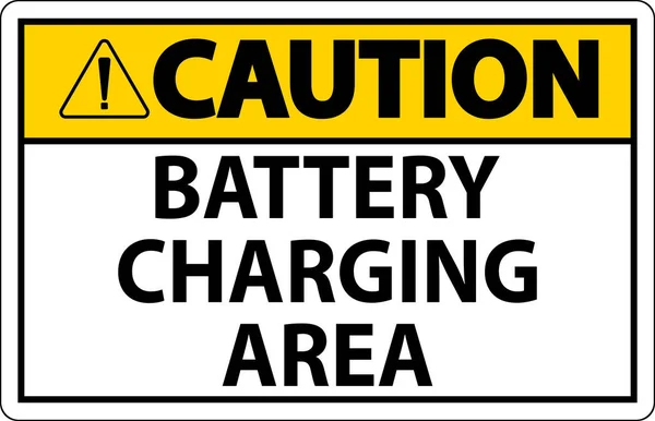 Voorzichtigheid Sign Batterij Opladen Gebied Witte Achtergrond — Stockvector