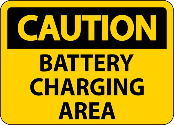 Caution Sign Battery Charging Area White Background — Stock Vector