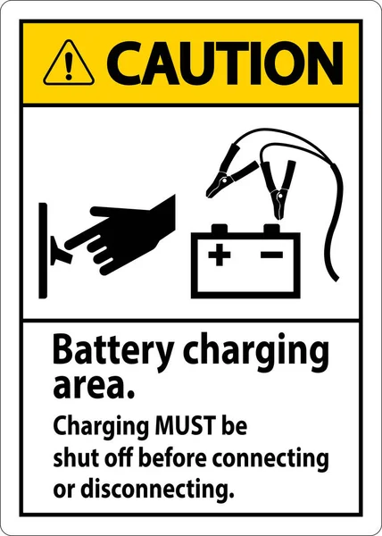 Achtung Erstes Zeichen Batterieladebereich Laden Muss Vor Dem Verbinden Oder — Stockvektor