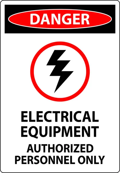 Panneau Sécurité Électrique Danger Matériel Électrique Personnel Autorisé Seulement — Image vectorielle