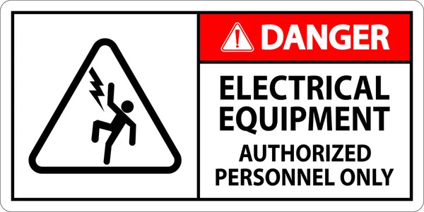 Etiket Gevaar Elektrische Apparatuur Uitsluitend Bevoegd Personeel — Stockvector