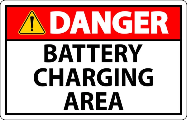 Danger Sign Battery Charging Area White Background — Stock Vector