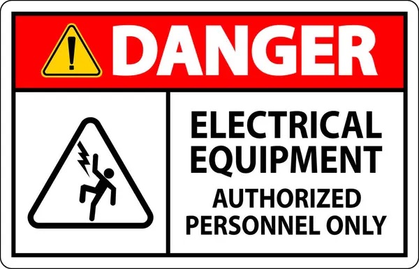 Étiquette Danger Matériel Électrique Personnel Autorisé Seulement — Image vectorielle