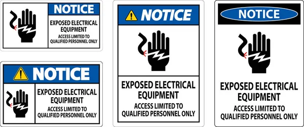 Notice Sign Exposed Electrical Equipment Access Limited Qualified Personnel Only — Stock Vector