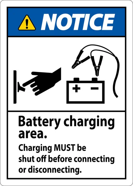 Hinweis First Sign Batterieladebereich Laden Muss Vor Dem Verbinden Oder — Stockvektor