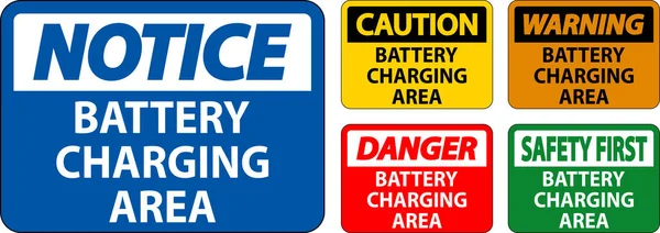 Warning Sign Battery Charging Area White Background — Stock Vector