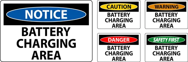Panneau Avertissement Zone Charge Batterie Sur Fond Blanc — Image vectorielle