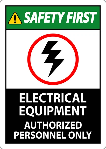 Panneau Sécurité Électrique Sécurité Abord Matériel Électrique Personnel Autorisé Seulement — Image vectorielle