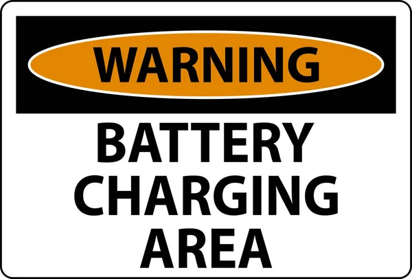 白底警告标志电池充电区 — 图库矢量图片