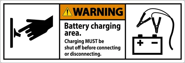 Warning First Sign Battery Charging Area Charging Must Shut Connecting — Stock Vector