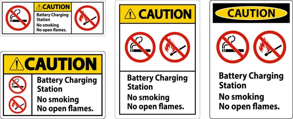 Προσοχή Είσοδος Σταθμός Φόρτισης Μπαταριών Απαγορεύεται Κάπνισμα Δεν Υπάρχουν Ανοικτές — Διανυσματικό Αρχείο