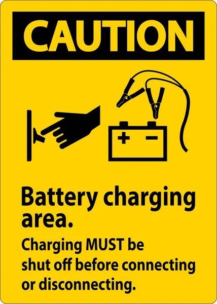Caution First Sign Battery Charging Area Charging Must Shut Connecting — Stock Vector