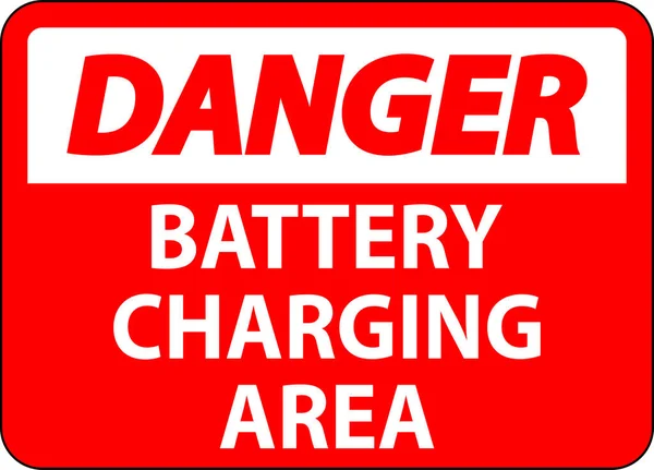 Danger Sign Battery Charging Area White Background — Stock Vector