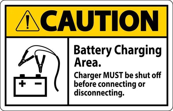 Area Pengisian Baterai Peringatan Charger Harus Matikan Sebelum Menyambung Atau - Stok Vektor
