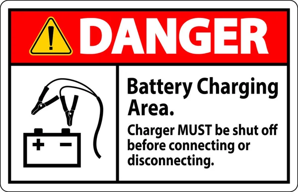 Panneau Danger Zone Charge Batterie Chargeur Doit Être Éteint Avant — Image vectorielle