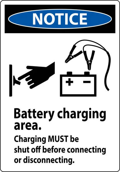 在连接或断开连接前 必须关掉第一个标志电池收费区 — 图库矢量图片
