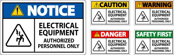Étiquette Danger Matériel Électrique Personnel Autorisé Seulement — Image vectorielle