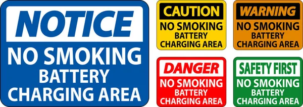 Danger Sign Battery Storage Area Smoking — Stock Vector