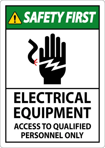 Sécurité Premier Panneau Matériel Électrique Accès Personnel Qualifié Seulement — Image vectorielle