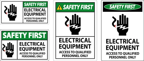 Электрооборудование Первого Знака Безопасности Доступ Квалифицированному Персоналу — стоковый вектор