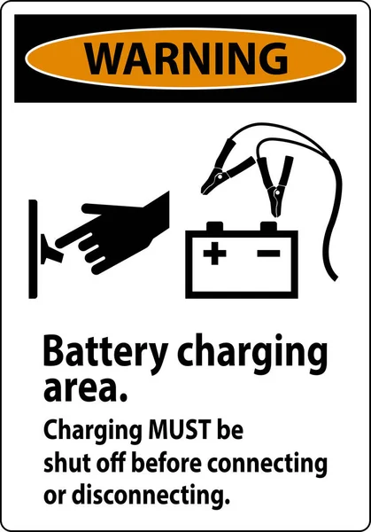 Waarschuwing Eerste Teken Batterij Opladen Gebied Opladen Moet Worden Uitgeschakeld — Stockvector