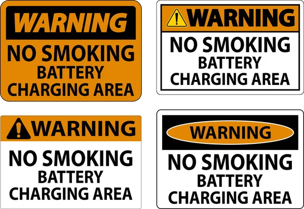 Warning Sign Battery Storage Area Smoking — Stock Vector