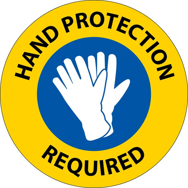 Aviso Proteção Das Mãos Sinal Obrigatório Fundo Branco — Vetor de Stock