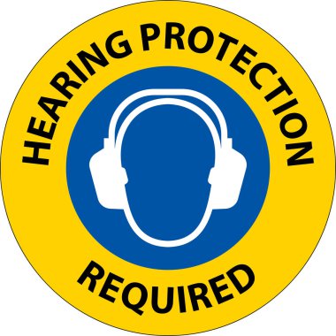 Notice Hearing Protection Required Sign On White Background