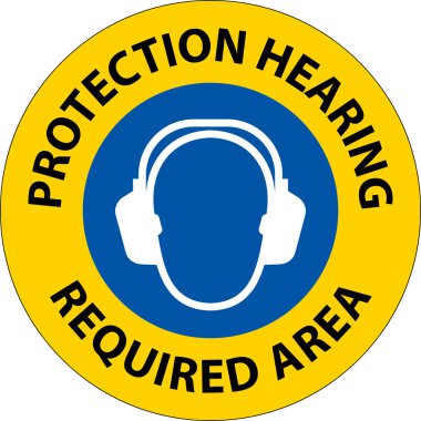 Notice Double Hearing Protection Sign On White Background