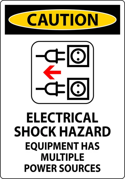 Varování Znamení Elektrický Šok Nebezpečí Zařízení Více Zdrojů Energie — Stockový vektor